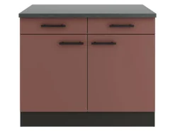 Optifit Küchenschränke<Nizza407 Küchen-Unterschrank 100 cm Rostrot