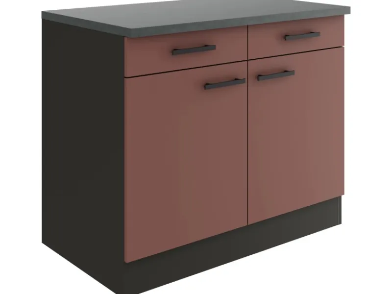 Optifit Küchenschränke<Nizza407 Küchen-Unterschrank 100 cm Rostrot