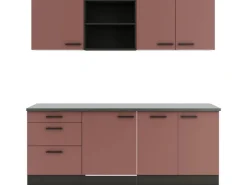 Optifit Nizza407 Küchenzeile 210 cm ohne E-Geräte Rostrot