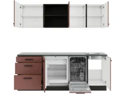 Optifit Nizza407 Küchenzeile 210 cm ohne E-Geräte Rostrot