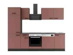 Optifit Kochfelder<Nizza407 Küchenzeile 270 cm ohne E-Geräte Rostrot