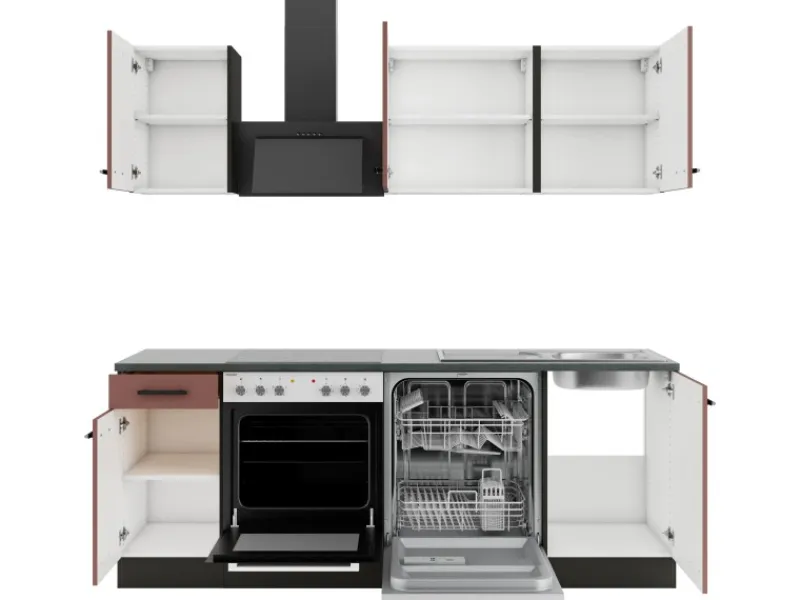 Discount Optifit Nizza407 Küchenzeile 210 cm Rostrot
