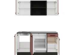 Optifit Miniküchen|Kühlschränke<Nizza407 Miniküche 150 cm Rostrot