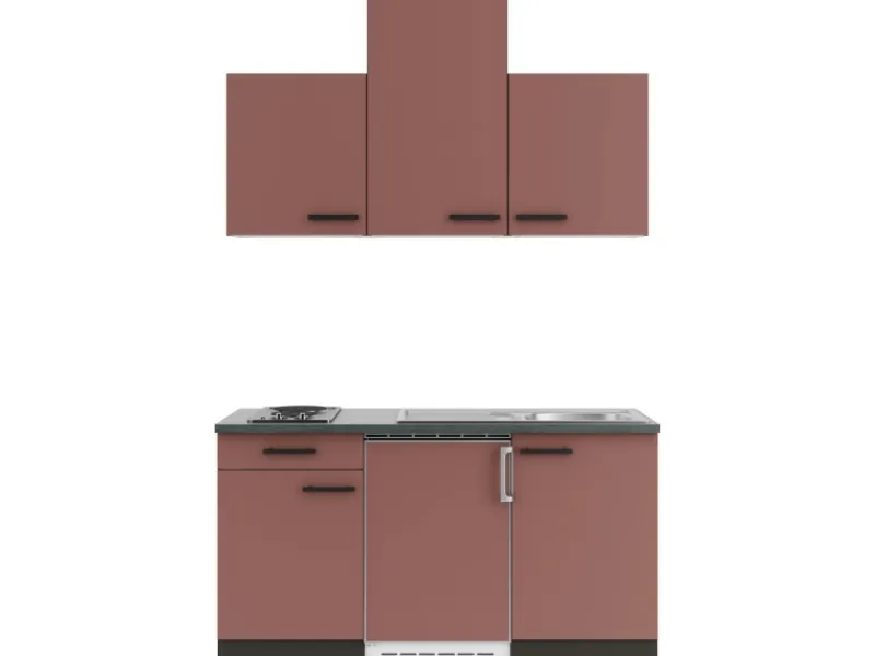 Optifit Nizza407 Miniküche 150 cm Rostrot< Miniküchen|Kochfelder