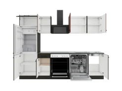 Optifit Nizza407/Madrid420 Küchenzeile 270 cm Rostrot / Anthrazit< Herde|Kühlschränke