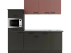 Optifit Nizza407/Madrid420 Küchenzeile 210 cm Rostrot / Anthrazit< Winkelküchen