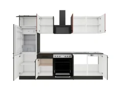 Outlet Optifit Nizza407/Madrid420 Küchenzeile 270 cm ohne E-Geräte Rostrot / Anthrazit