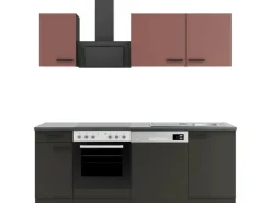 Best Optifit Nizza407/Madrid420 Küchenzeile 210 cm Rostrot / Anthrazit