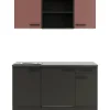 Optifit Miniküchen|Kühlschränke<Nizza407/Madrid420 Miniküche 150 cm Rostrot / Anthrazit