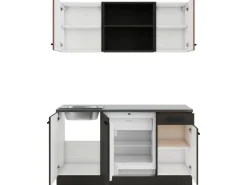 Optifit Miniküchen|Kühlschränke<Nizza407/Madrid420 Miniküche 150 cm Rostrot / Anthrazit