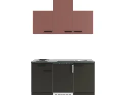 Optifit Nizza407/Madrid420 Miniküche 150 cm Rostrot / Anthrazit< Miniküchen|Kühlschränke