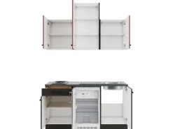 Optifit Nizza407/Madrid420 Miniküche 150 cm Rostrot / Anthrazit< Miniküchen|Kühlschränke
