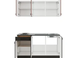 Clearance Optifit Nizza407/Madrid420 Miniküche 150 cm Rostrot / Anthrazit