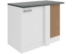 Optifit Oslo214 Küchen-Eck-Unterschrank 110 cm Feinstruktur Weiß< Küchenschränke