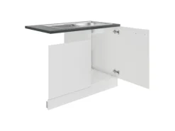Optifit Oslo214 Küchen-Spülenschrank-Set Feinstruktur Weiß< Küchenschränke