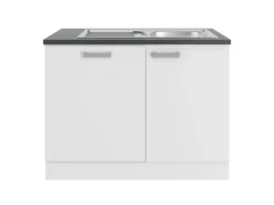 Optifit Oslo214 Küchen-Spülenschrank-Set Feinstruktur Weiß< Küchenschränke