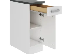 Optifit Oslo214 Küchen-Unterschrank 30 cm Feinstruktur Weiß< Küchenschränke