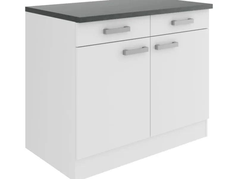 Optifit Küchenschränke<Oslo214 Küchen-Unterschrank 100 cm Feinstruktur Weiß