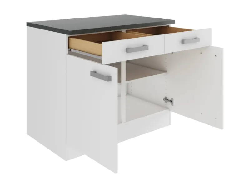 Optifit Küchenschränke<Oslo214 Küchen-Unterschrank 100 cm Feinstruktur Weiß