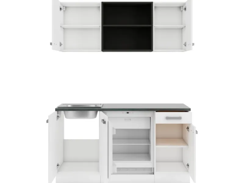 Outlet Optifit Oslo214 Miniküche 150 cm Weiß
