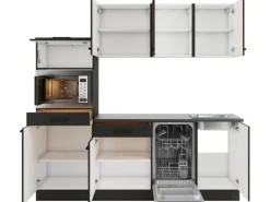 Outlet Optifit Rimini409/Madrid420 Küchenzeile 210 cm Rillendekor Nussbaum/ Anthrazit