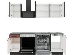 Online Optifit Rimini409/Nizza407 Küchenzeile 210 cm Rilllendekor Nussbaum / Rostrot