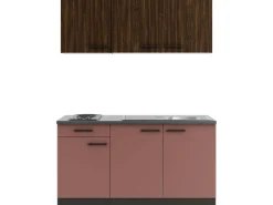Online Optifit Rimini409/Nizza407 Miniküche 150 cm Rilllendekor Nussbaum / Rostrot