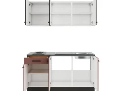 Online Optifit Rimini409/Nizza407 Miniküche 150 cm Rilllendekor Nussbaum / Rostrot