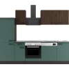 Optifit Kühlschränke|Winkelküchen<Rimini409/Verona405 Küchenzeile 270 cm Rillendekor Nussbaum / Steingrün