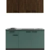 Sale Optifit Rimini409/Verona405 Miniküche 150 cm Rillendekor Nussbaum / Steingrün