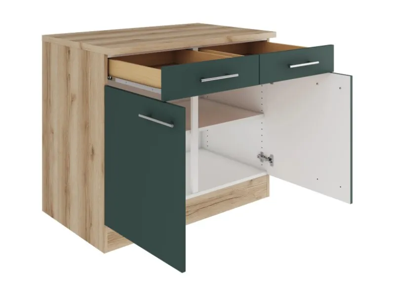 Optifit Küchenschränke<Savona405 Küchen-Unterschrank 100 cm Steingrün