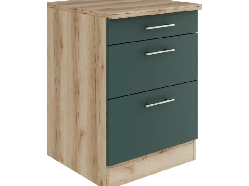 Optifit Savona405 Küchen-Unterschrank 60 cm Steingrün< Zubehör Für Küchenarmatur|Küchenschränke
