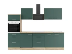 Optifit Savona405 Küchenzeile 270 cm Steingrün< Kochfelder|Kühlschränke