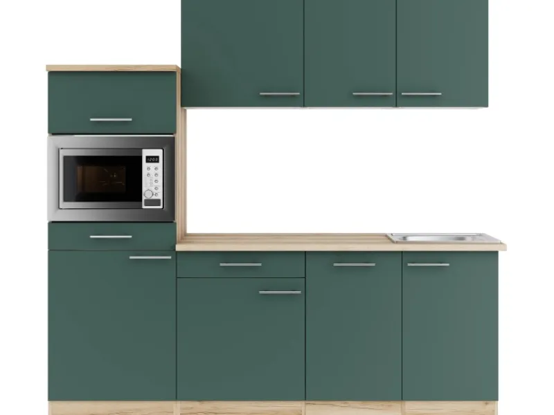 Best Optifit Savona405 Küchenzeile 210 cm Steingrün