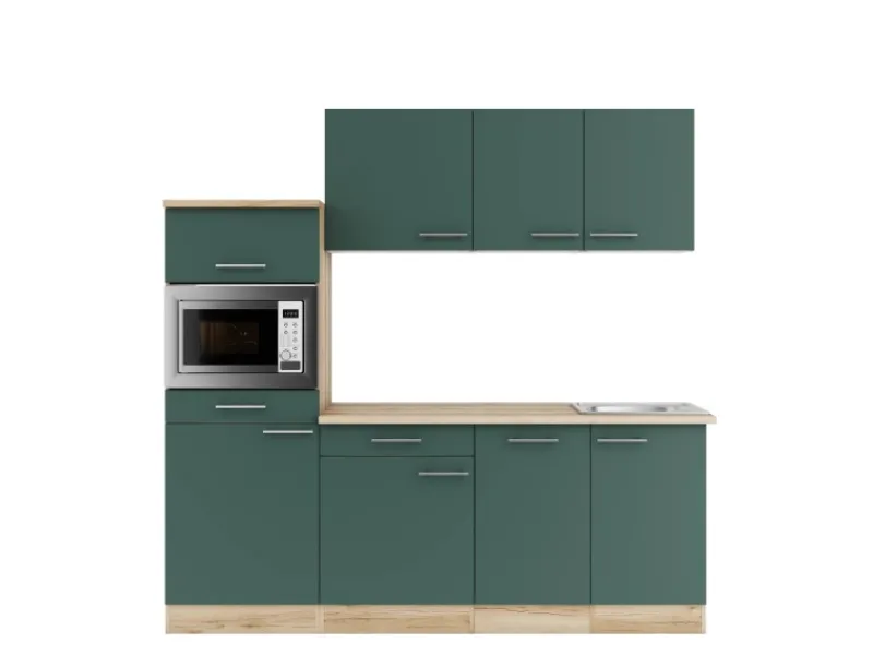 Best Optifit Savona405 Küchenzeile 210 cm Steingrün