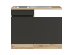Optifit Küchenschränke<Spülenunterschrank m. Einbauspüle 110cm Noah420 Anthra. WildEiche NB
