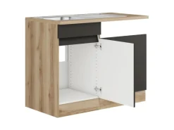 Optifit Küchenschränke<Spülenunterschrank m. Einbauspüle 110cm Noah420 Anthra. WildEiche NB