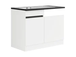Best Optifit Spülenunterschrank m. Einbauspüle 110x88x60cm Luca932 Weiß Anthra. Weiß-Anthrazit