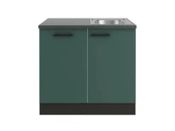 Optifit Verona405 Küchen-Spülenschrank-Set Steingrün< Küchenschränke|Einbauküchen