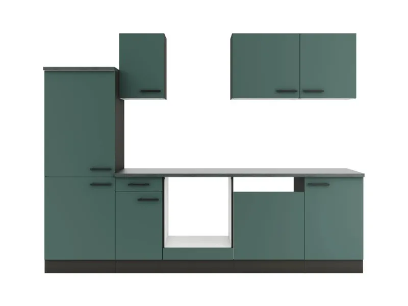 Clearance Optifit Verona405 Küchenzeile 270 cm ohne E-Geräte Steingrün