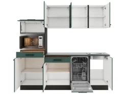 Optifit Kochfelder|Kühlschränke<Verona405 Küchenzeile 210 cm ohne E-Geräte Steingrün