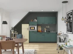 Optifit Kochfelder|Kühlschränke<Verona405 Küchenzeile 210 cm ohne E-Geräte Steingrün