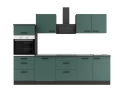 Outlet Optifit Verona405 Küchenzeile 270 cm ohne E-Geräte Steingrün