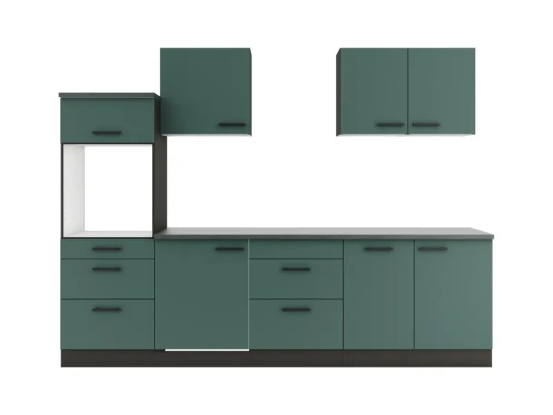 Outlet Optifit Verona405 Küchenzeile 270 cm ohne E-Geräte Steingrün