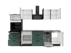 Outlet Optifit Verona405 Küchenzeile 270 cm ohne E-Geräte Steingrün