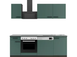 Optifit Verona405 Küchenzeile 210 cm ohne E-Geräte Steingrün< Einbauküchen