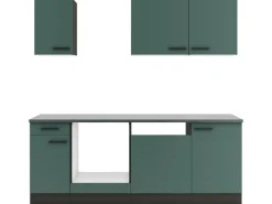 Optifit Verona405 Küchenzeile 210 cm ohne E-Geräte Steingrün< Einbauküchen