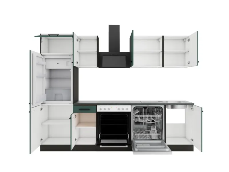 Discount Optifit Verona405 Küchenzeile 270 cm ohne E-Geräte Steingrün