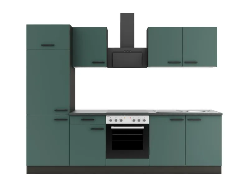 New Optifit Verona405 Küchenzeile 270 cm Steingrün