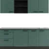 Optifit Verona405 Küchenzeile 210 cm Steingrün< Kochfelder|Winkelküchen
